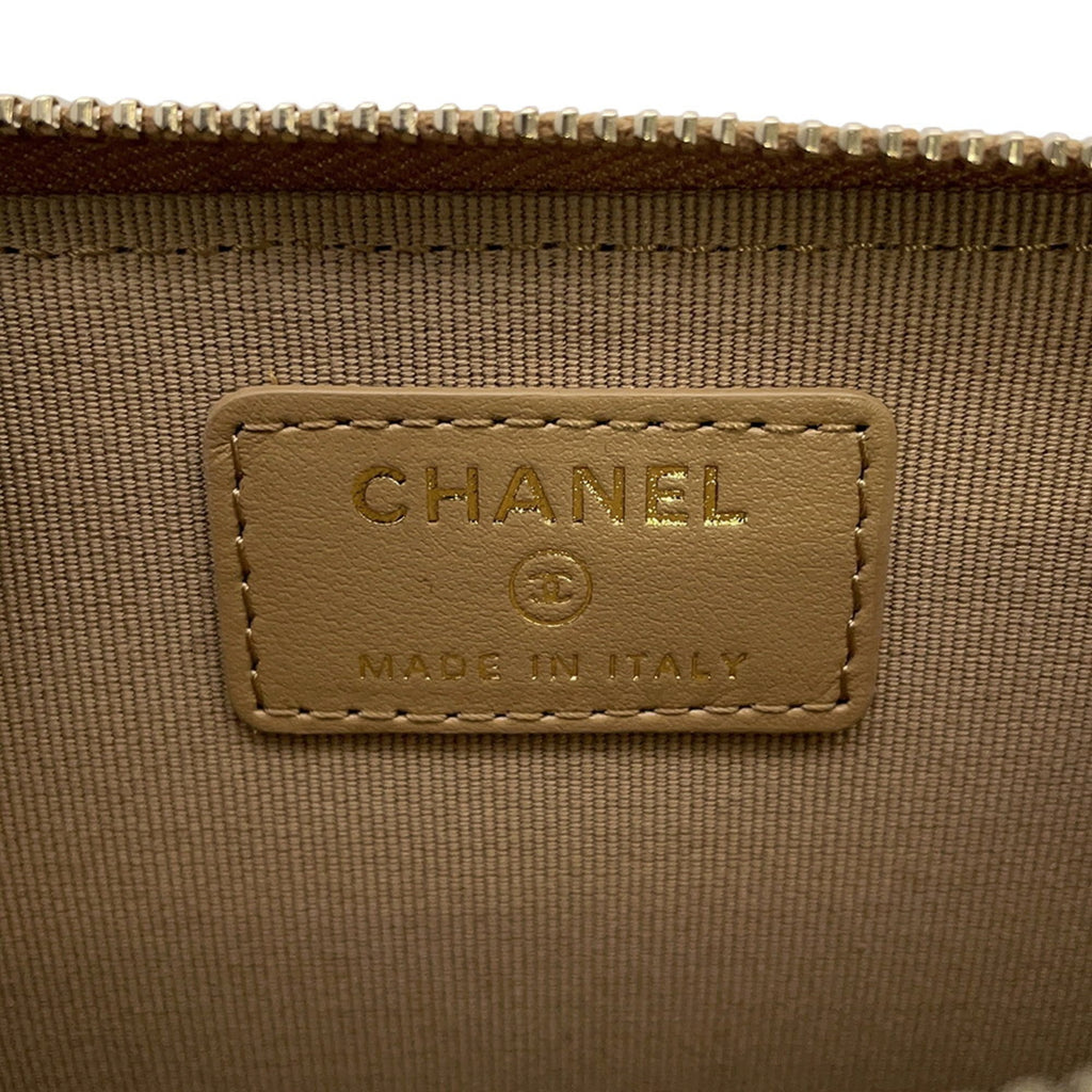 Chanel Beige Grained Calfskin Coin Purse/Coin Case (Pre-Owned)