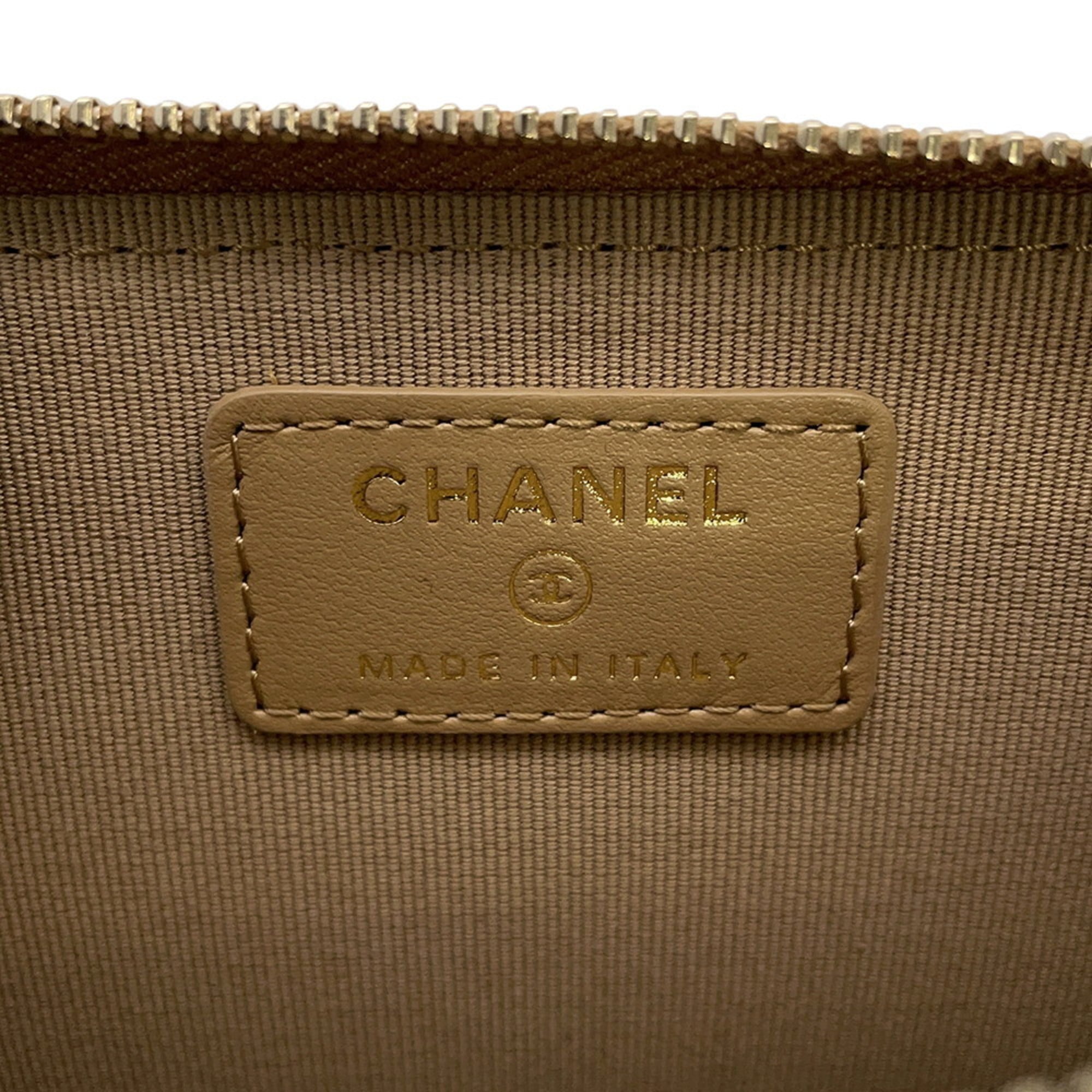 Chanel Beige Grained Calfskin Coin Purse/Coin Case (Pre-Owned)
