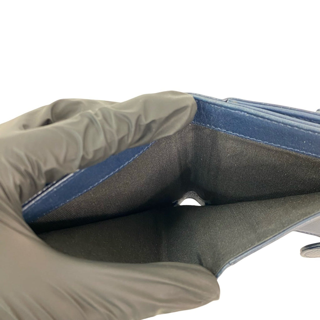 Chanel Navy Grained Calfskin Wallet (Bi-Fold) (Pre-Owned)