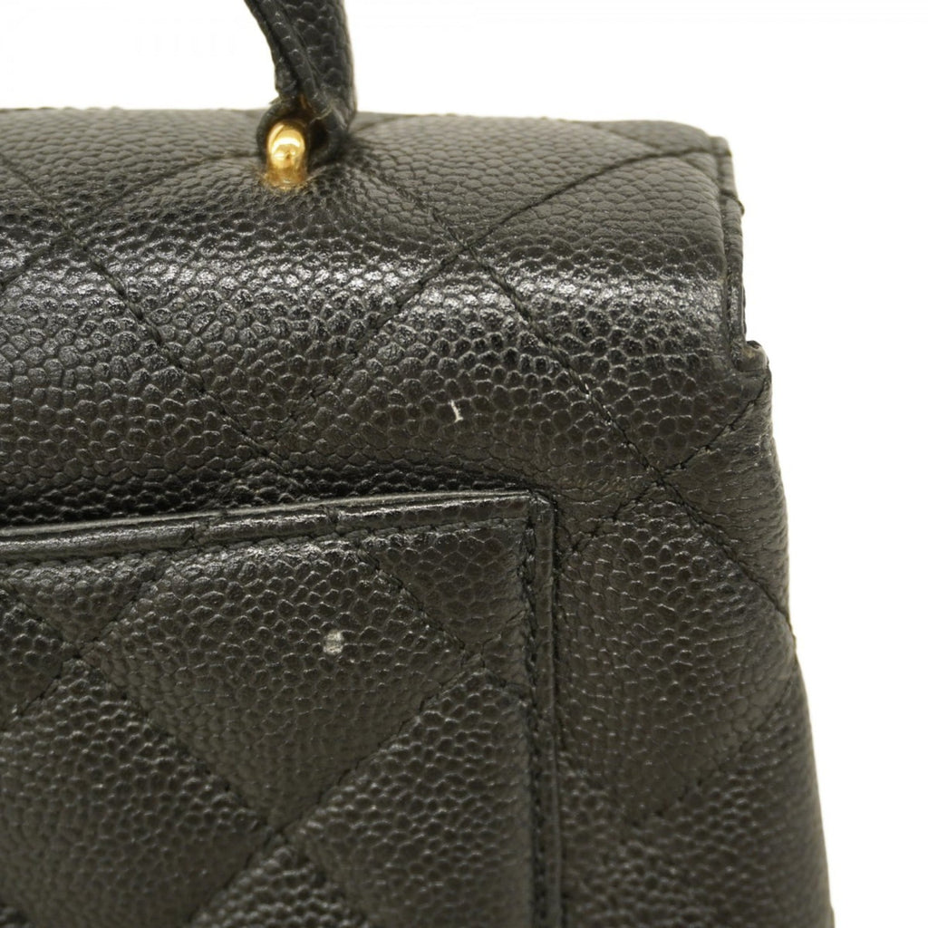 Chanel Black Grained Calfskin Handbag (Pre-Owned)