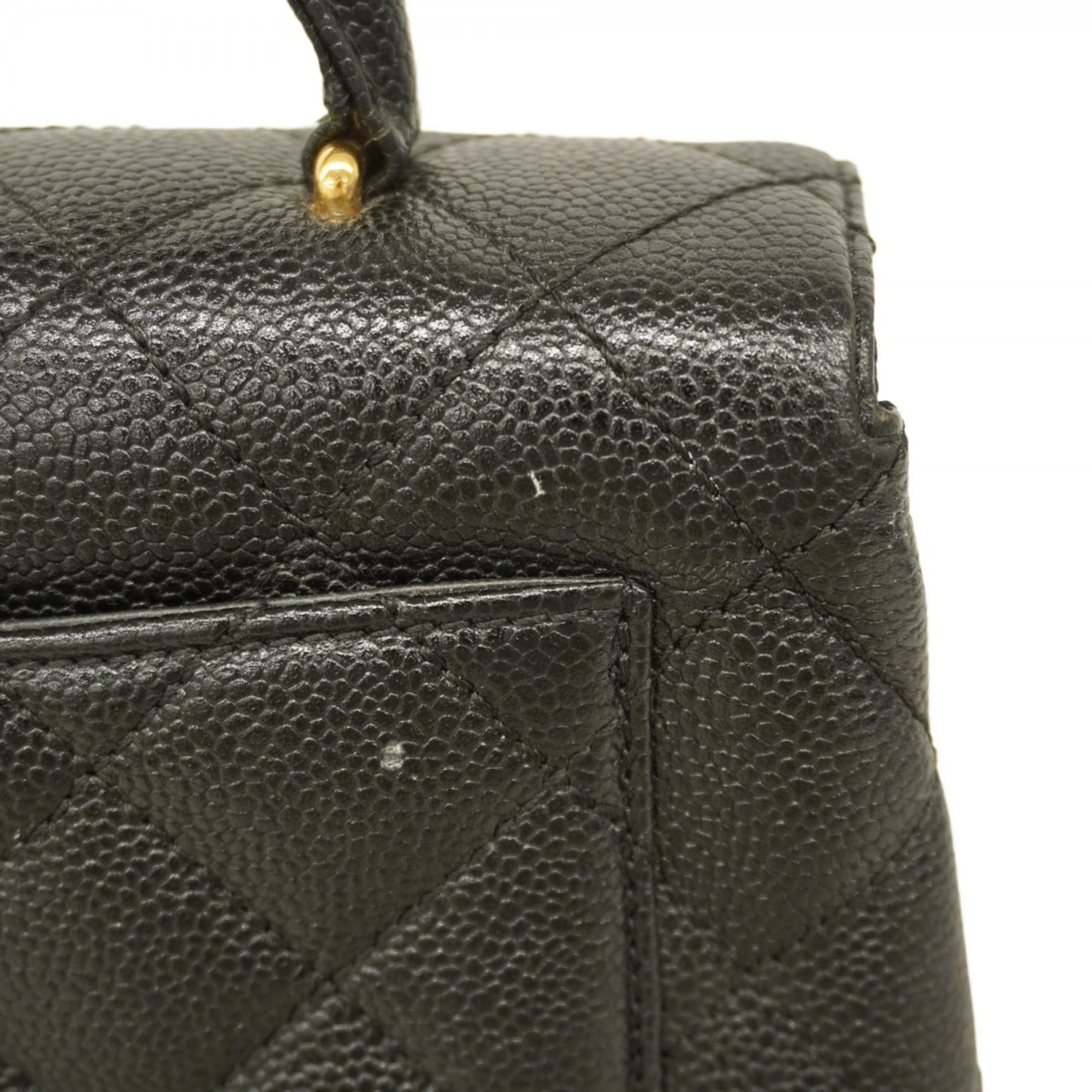 Chanel Black Grained Calfskin Handbag (Pre-Owned)