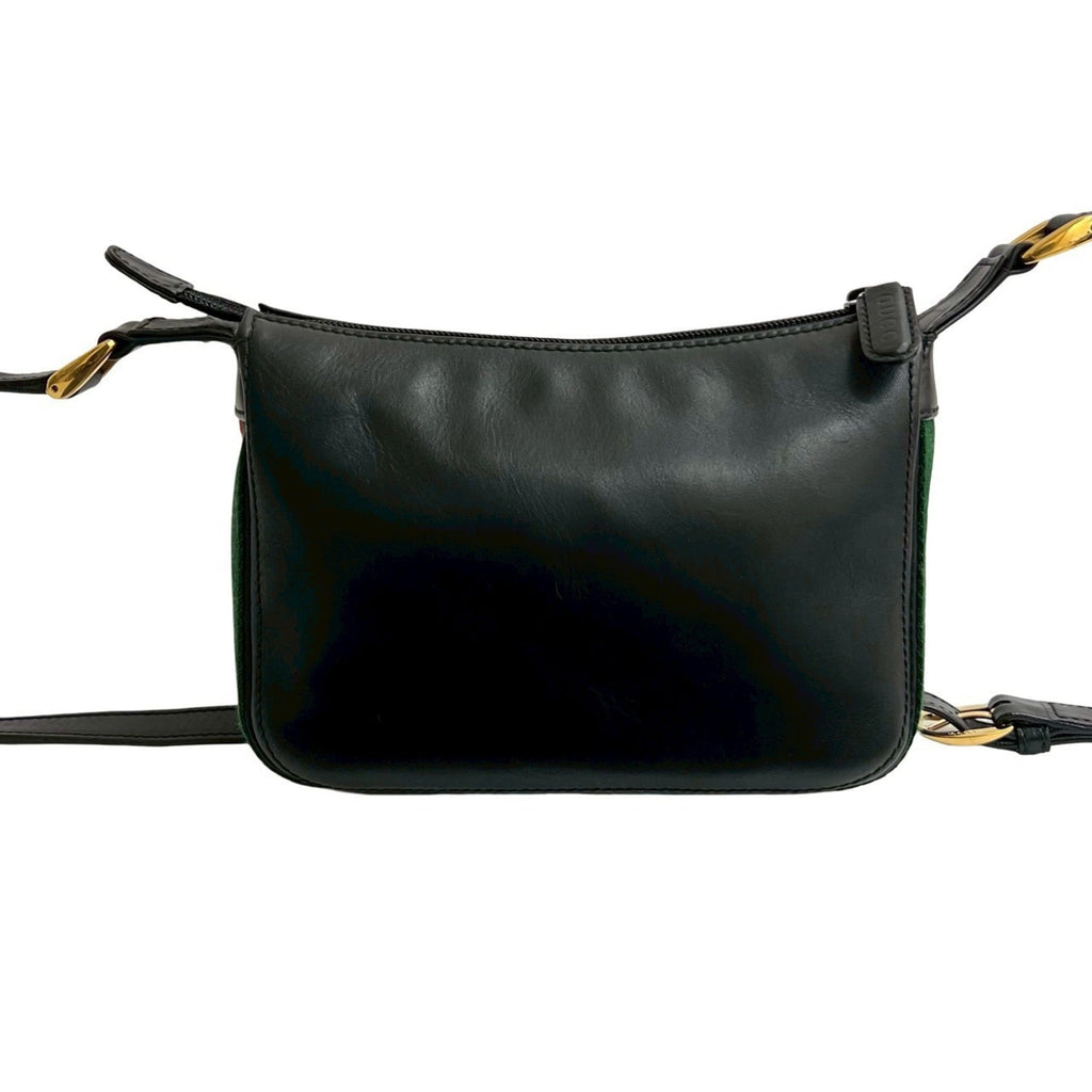 Gucci Black Green Red Color Leather Pochette Shoulder Bag (Pre-Owned)