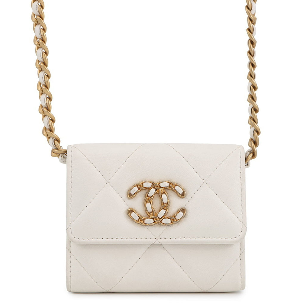 Chanel White Leather Chain/Shoulder Wallet (Pre-Owned)