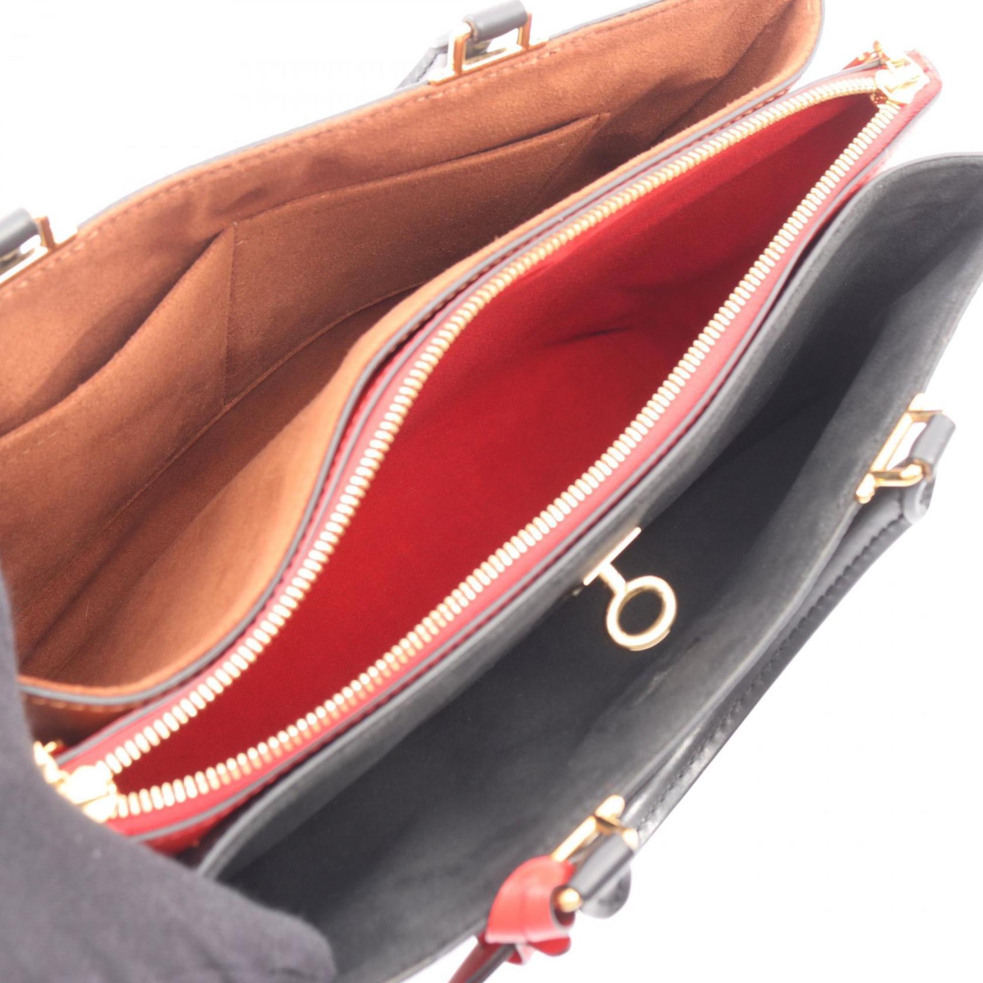 Louis Vuitton Black Brown Monogram Red Color Rouge Coated Canvas Leather Handbag (Pre-Owned)