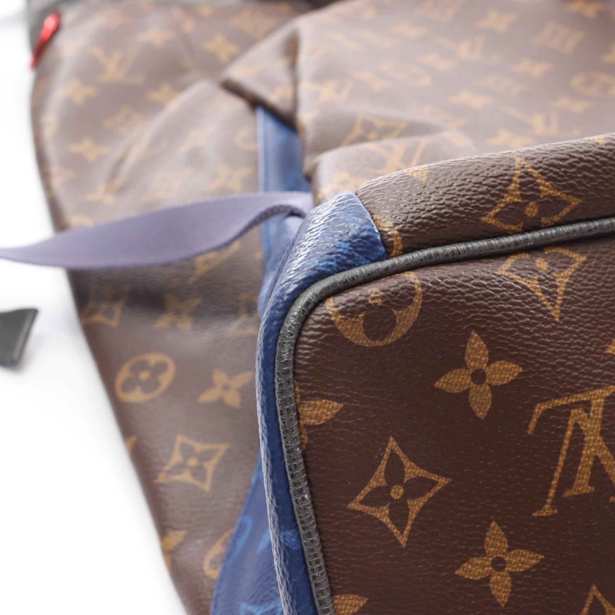 Louis Vuitton Black Blue Brown Monogram Pvc Coated Canvas Leather Backpack (Pre-Owned)