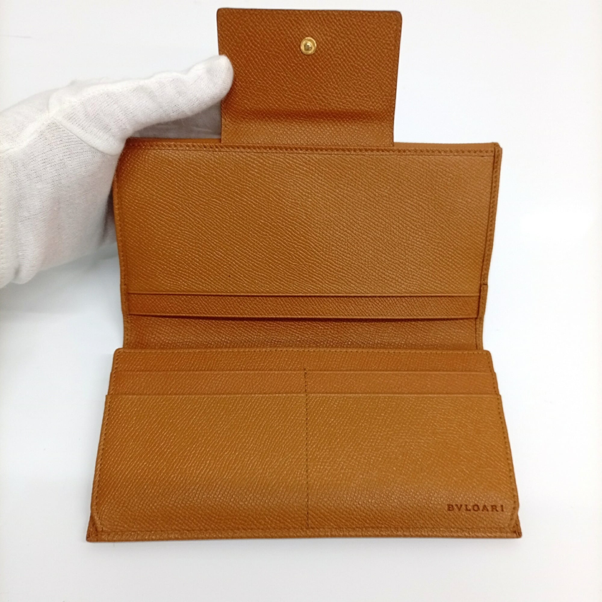 Bvlgari Brown Leather Long Wallet (Bi-Fold) (Pre-Owned)