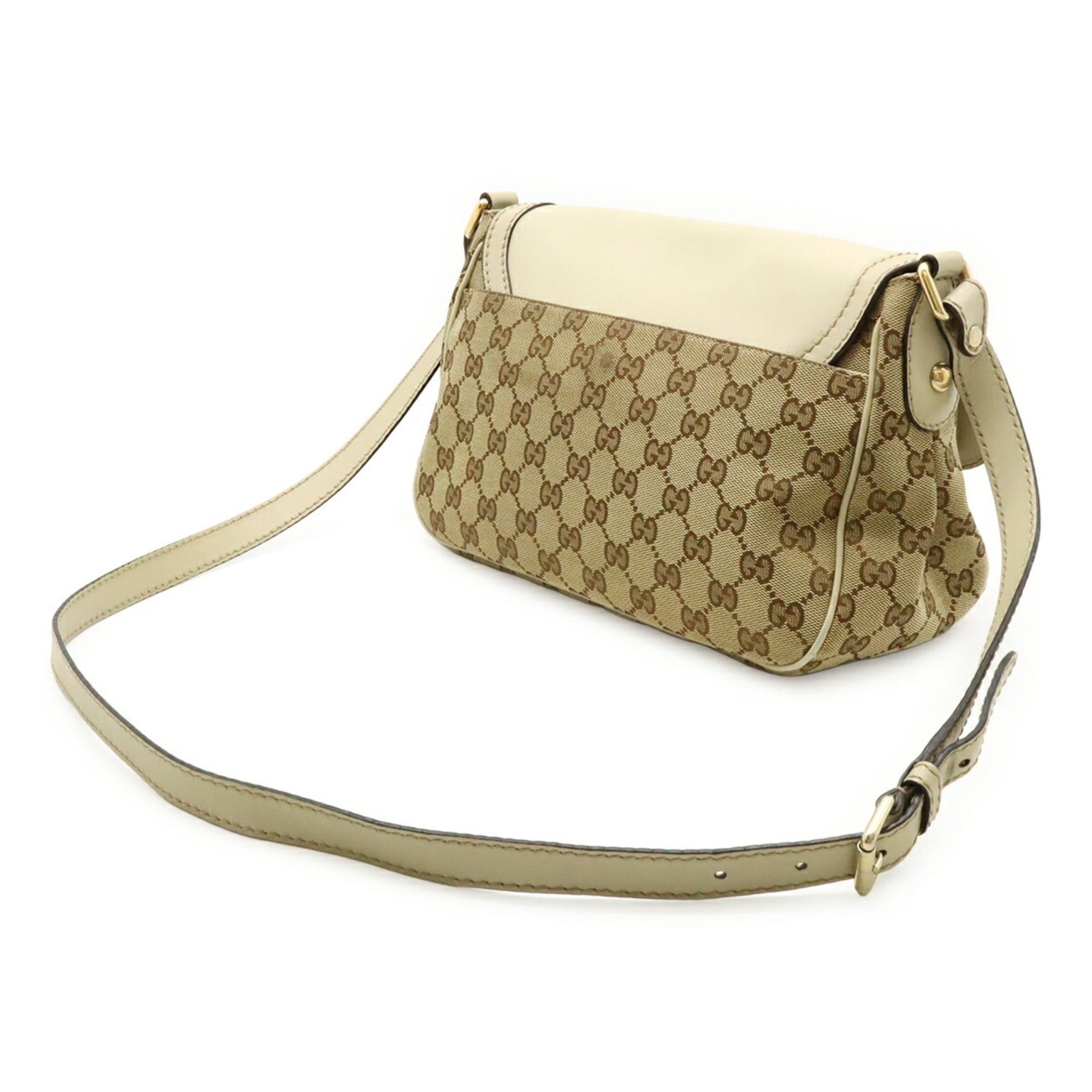 Gucci Sukey Beige Khaki Gg Canvas Leather Shoulder Bag (Pre-Owned)
