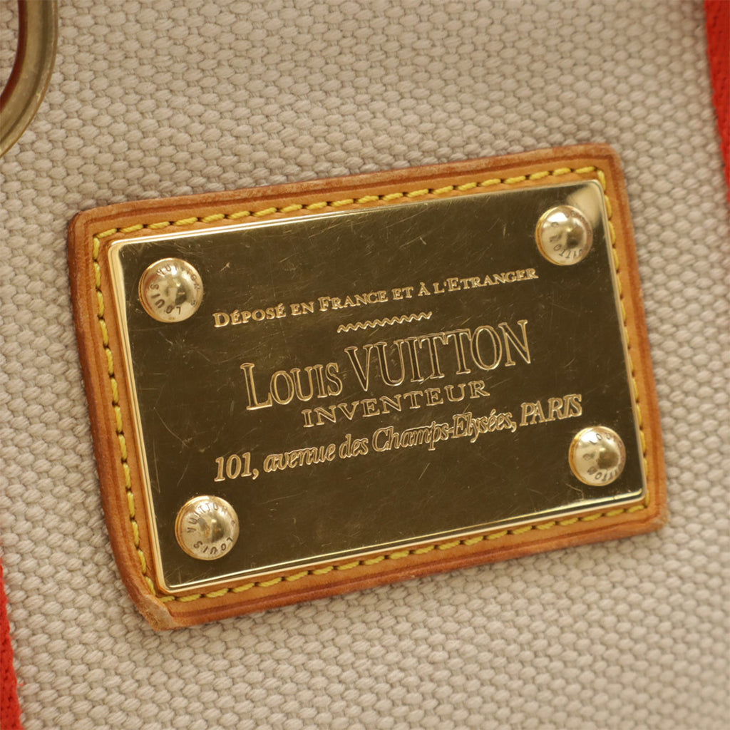 Louis Vuitton Antigua Beige Rouge Canvas Handbag Tote Bag (Pre-Owned)