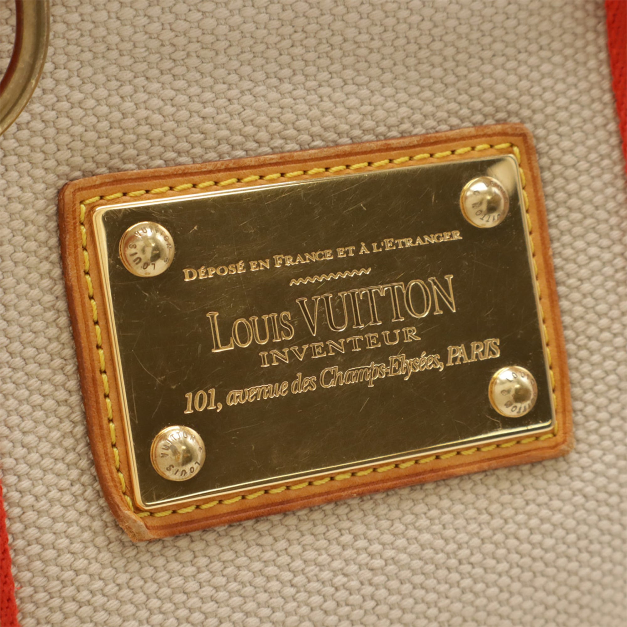 Louis Vuitton Antigua Beige Rouge Canvas Handbag Tote Bag (Pre-Owned)