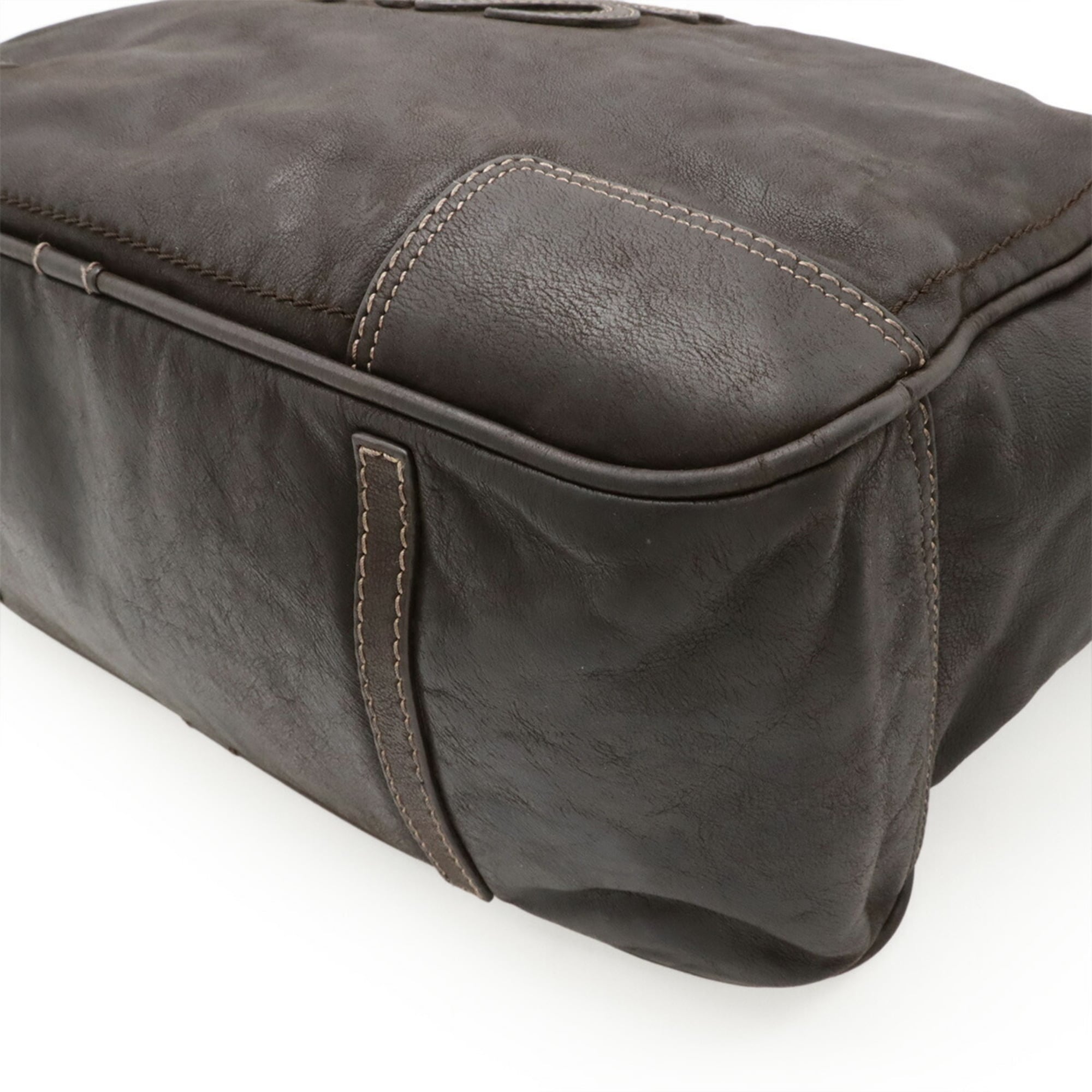 Loewe Brown Dark Brown Leather Boston Bag Shoulder Bag (Pre-Owned)