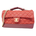 Chanel Red Color Grained Calfskin Handbag (Pre-Owned)