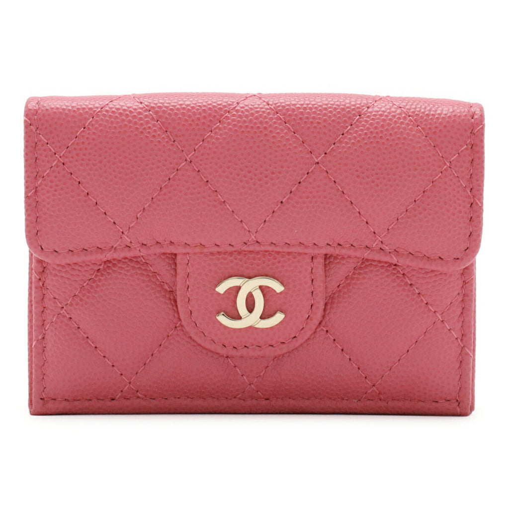 Chanel Pink Grained Calfskin Wallet (Tri-Fold) (Pre-Owned)