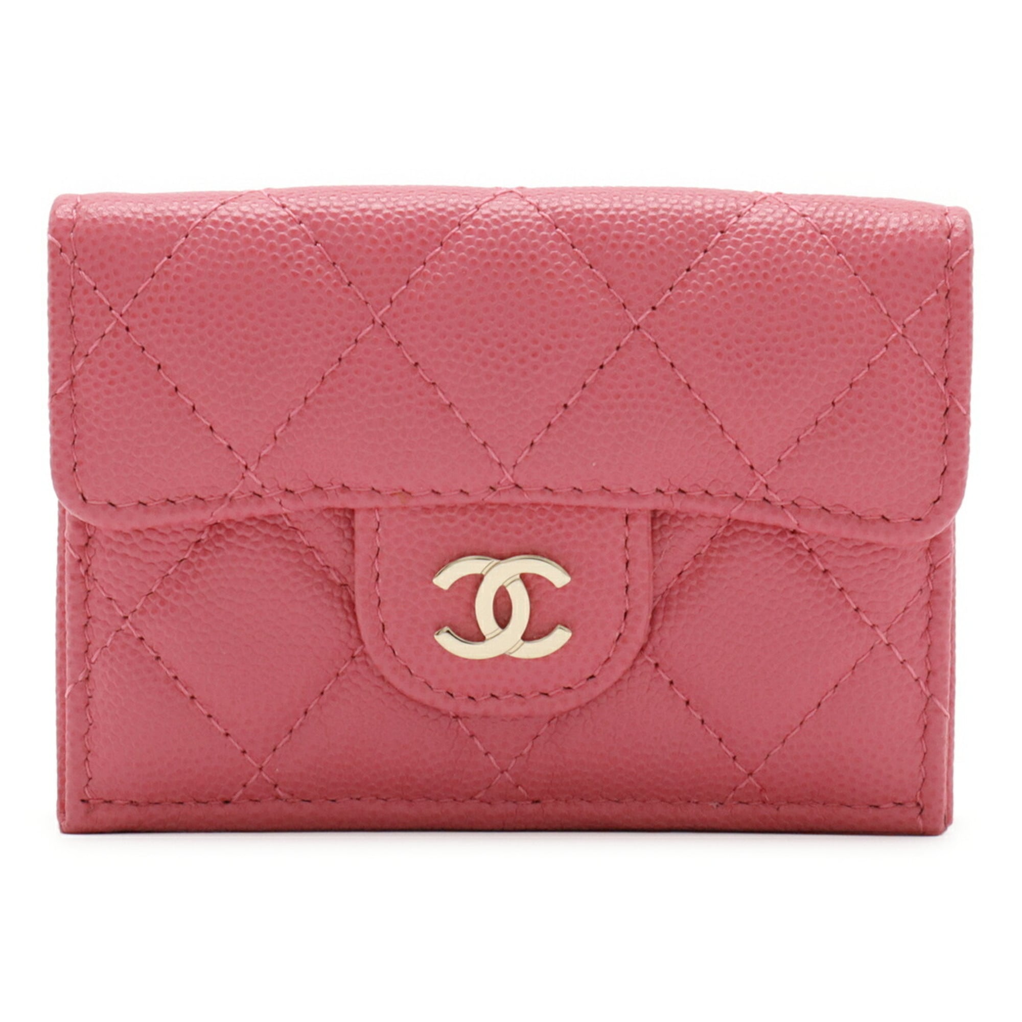 Chanel Pink Grained Calfskin Wallet (Tri-Fold) (Pre-Owned)