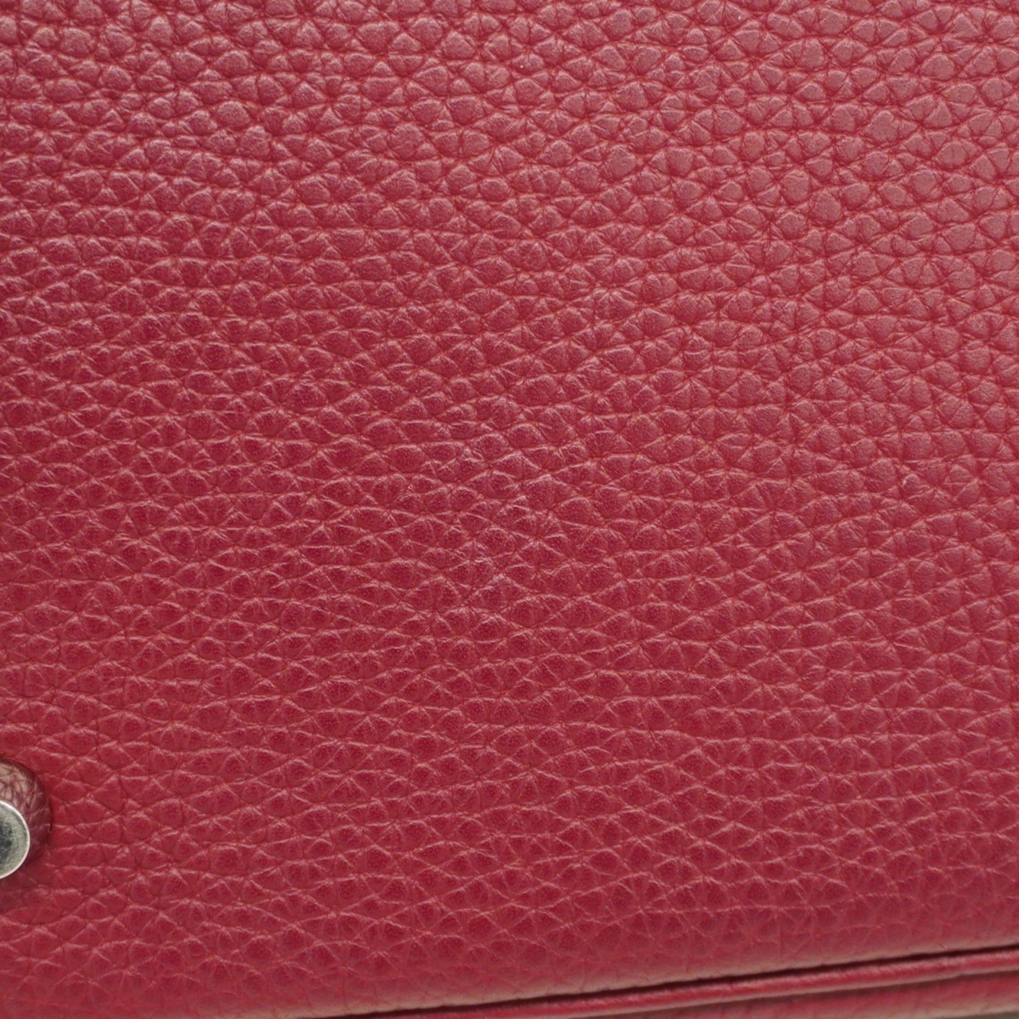 Hermes Rouge H Taurillon Clemence Leather Handbag (Pre-Owned)