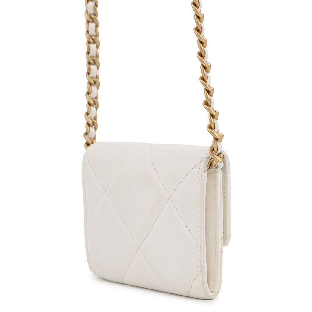 Chanel White Leather Chain/Shoulder Wallet (Pre-Owned)
