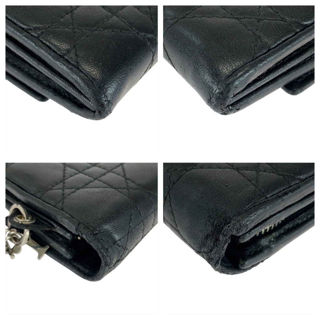 Christian Dior Black Leather Long Wallet (Bi-Fold) (Pre-Owned)