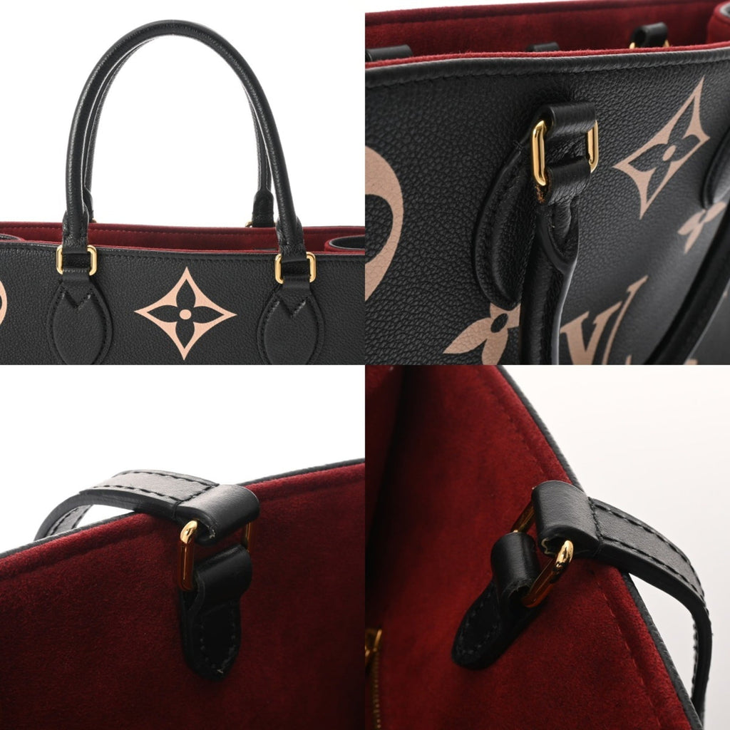 Louis Vuitton Beige Black Leather Handbag (Pre-Owned)