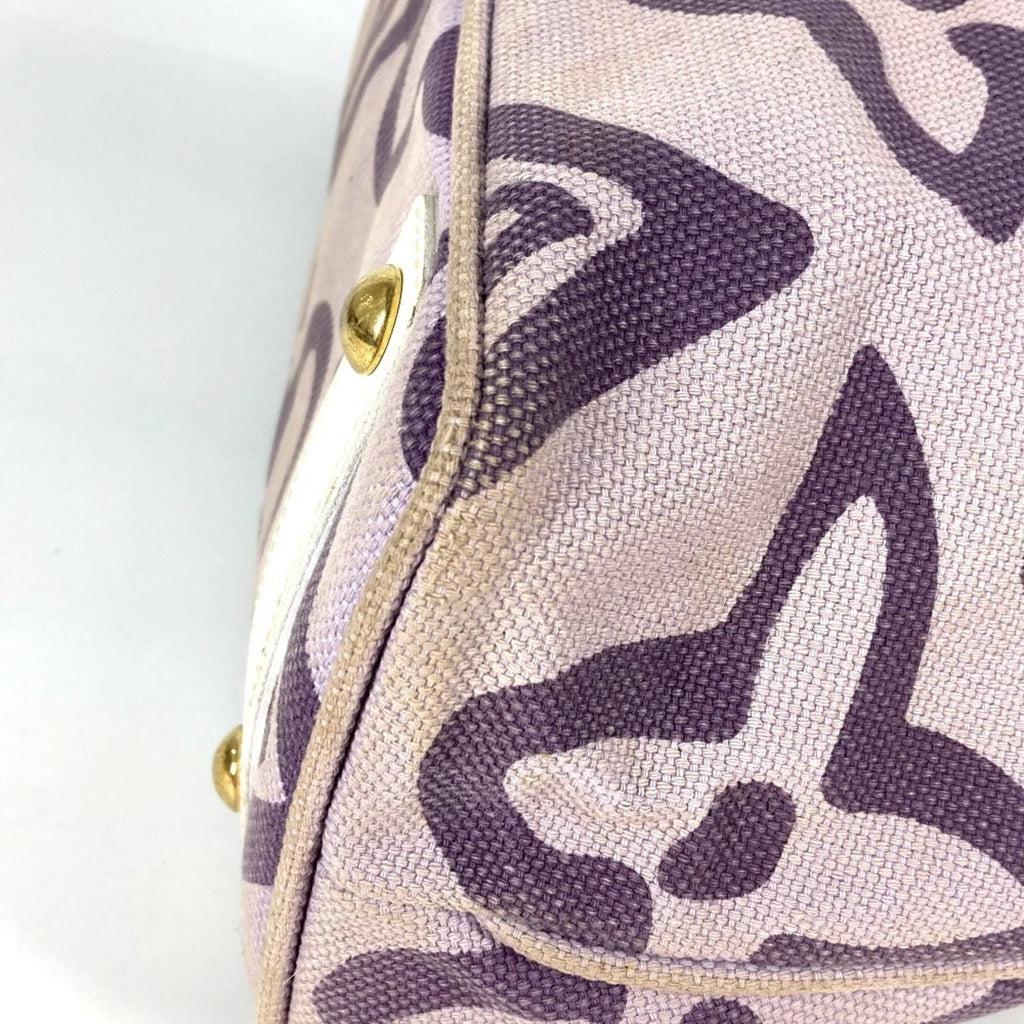 Louis Vuitton Lilac Purple White Canvas Leather Shoulder Bag Tote Bag (Pre-Owned)