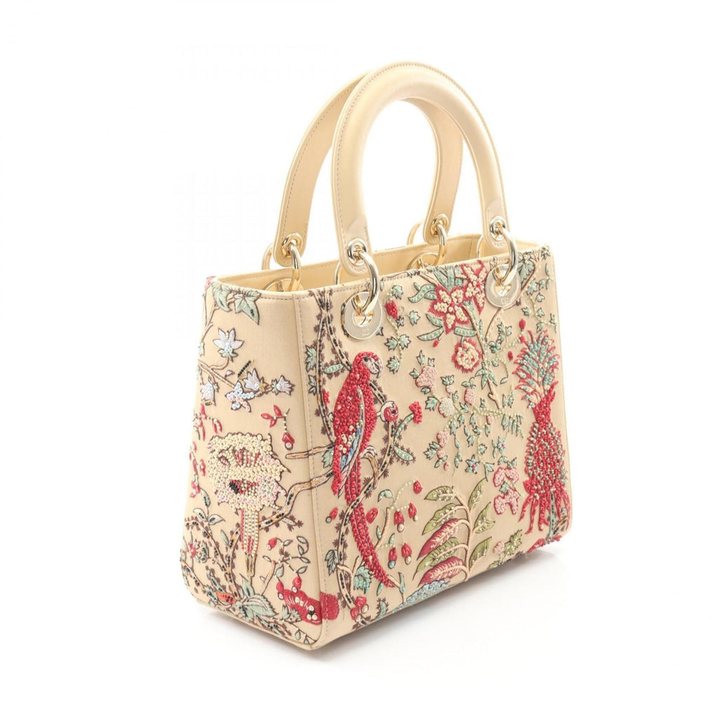 Christian Dior Beige Multi-Color Canvas Leather Handbag (Pre-Owned)