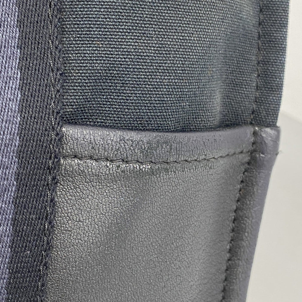 Hermes Black Gray Canvas Leather Handbag (Pre-Owned)