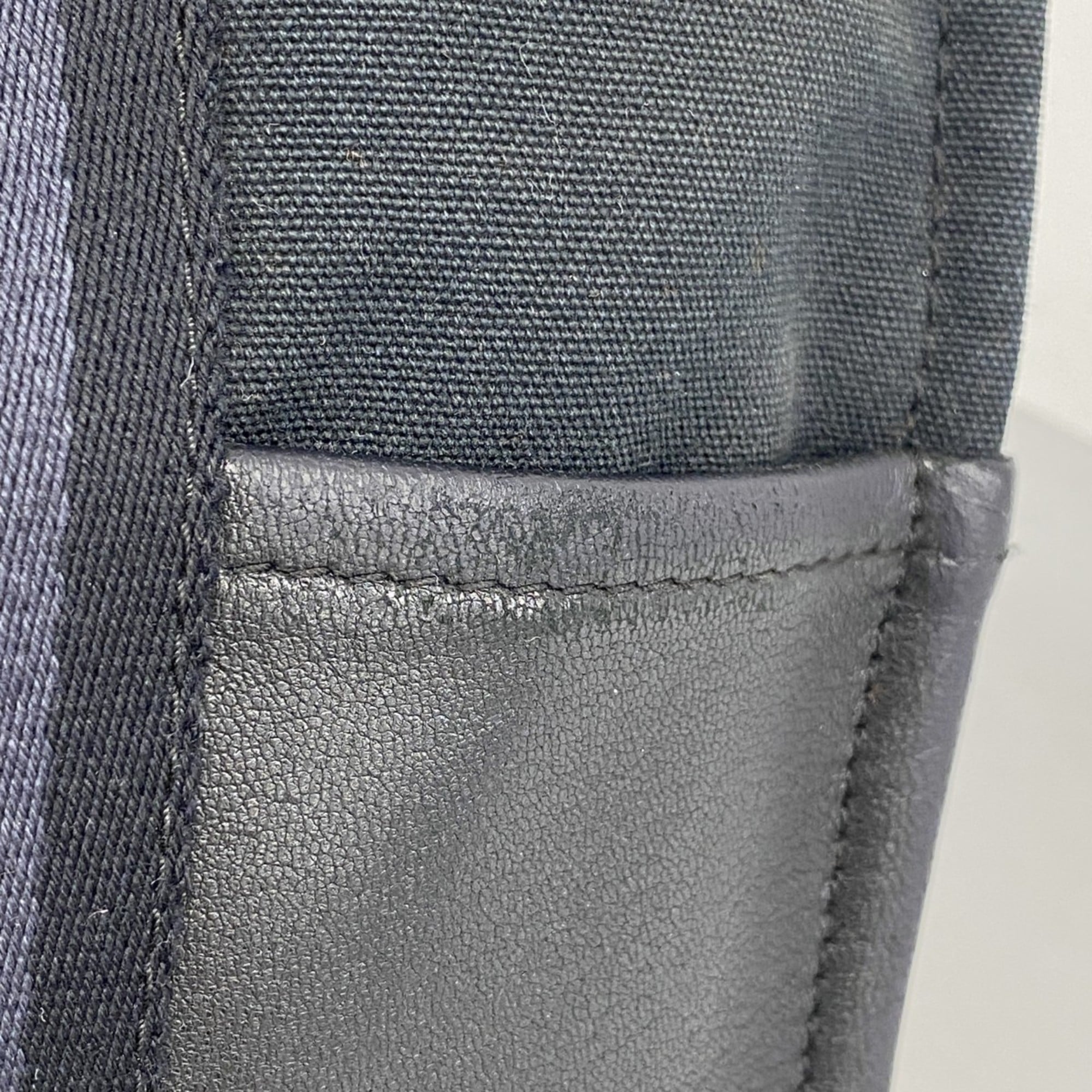 Hermes Black Gray Canvas Leather Handbag (Pre-Owned)