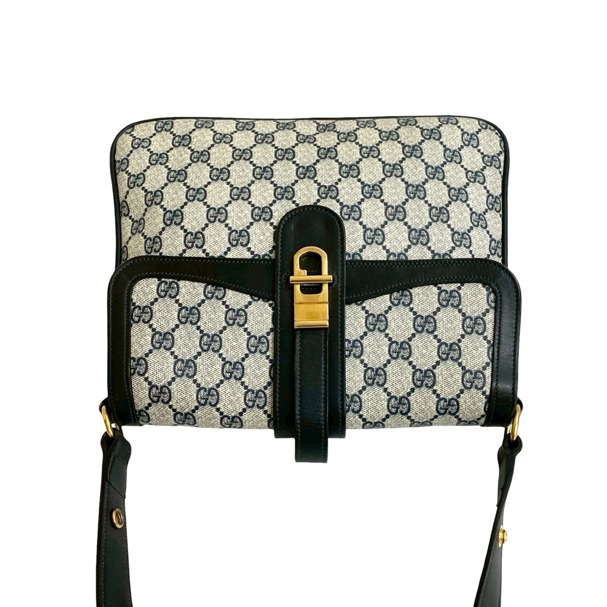 Gucci Navy Leather Pvc Shoulder Bag (Pre-Owned)
