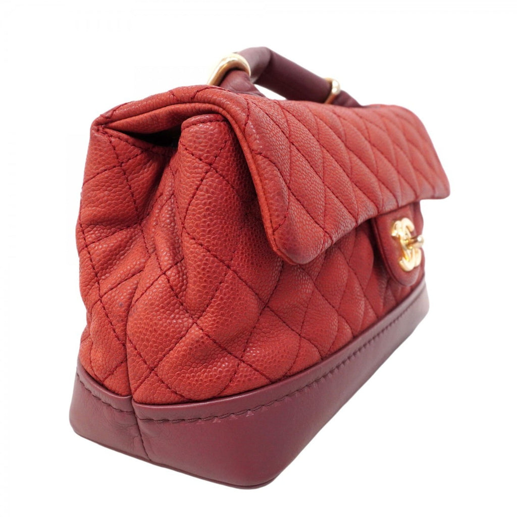 Chanel Red Color Grained Calfskin Handbag (Pre-Owned)