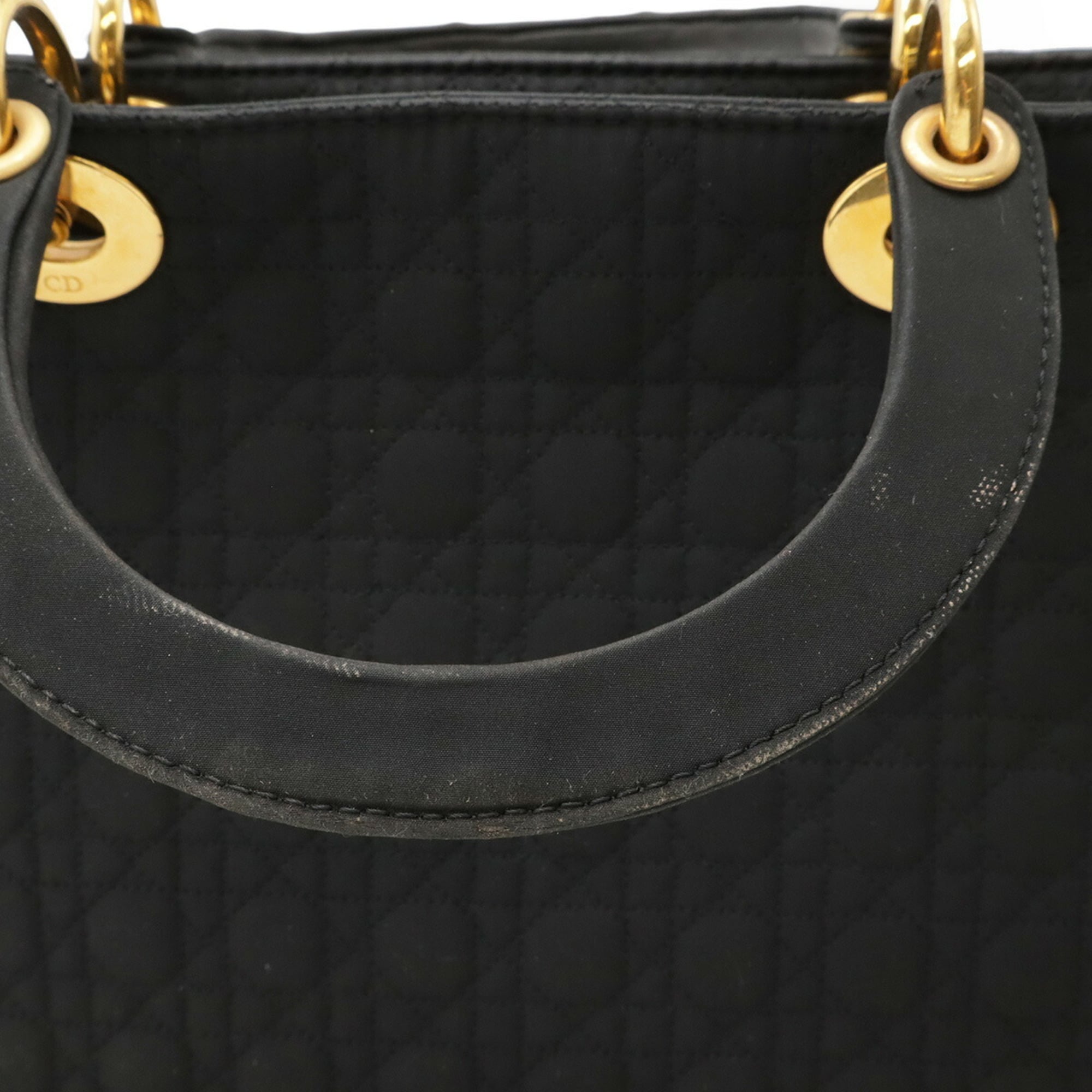 Christian Dior Black Nylon Leather Handbag Tote Bag (Pre-Owned)