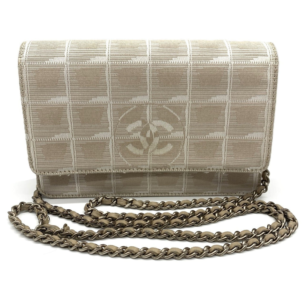 Chanel New Travel Line Beige Nylon Chain/Shoulder Wallet (Pre-Owned)