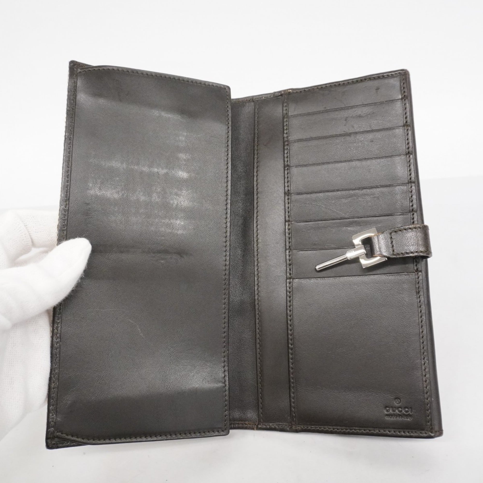 Gucci Brown Canvas Long Wallet (Bi-Fold) (Pre-Owned)