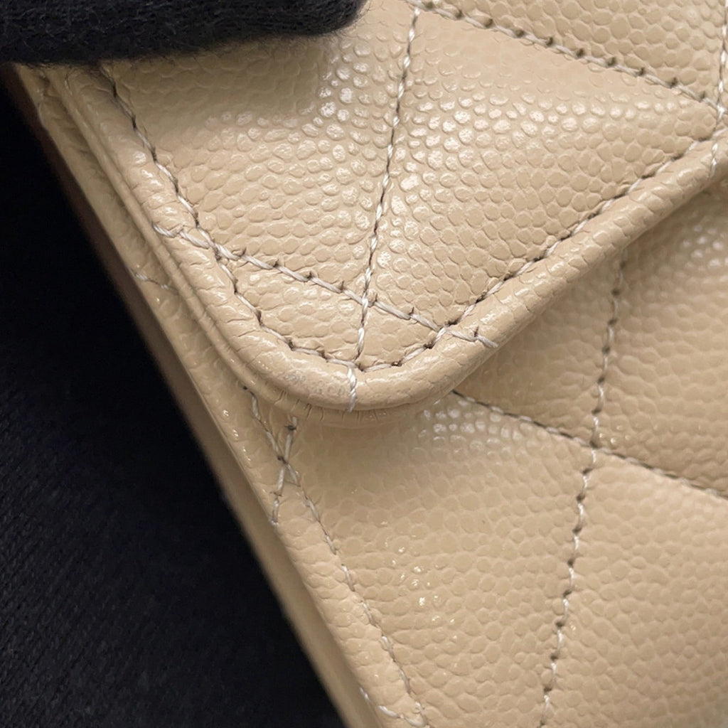 Chanel Matelasse Beige Grained Calfskin Wallet (Tri-Fold) (Pre-Owned)