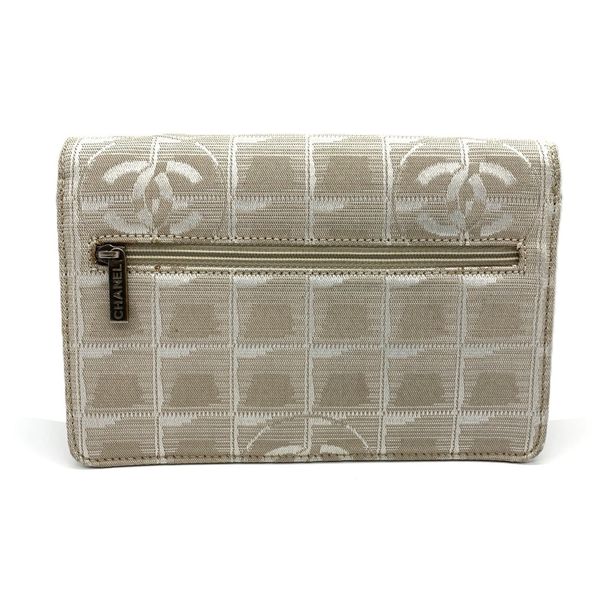 Chanel New Travel Line Beige Nylon Chain/Shoulder Wallet (Pre-Owned)