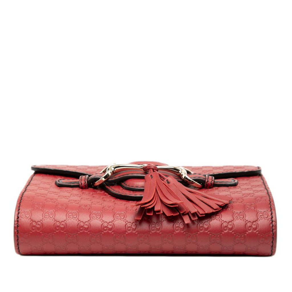 Gucci Red Color Leather Shoulder Bag (Pre-Owned)