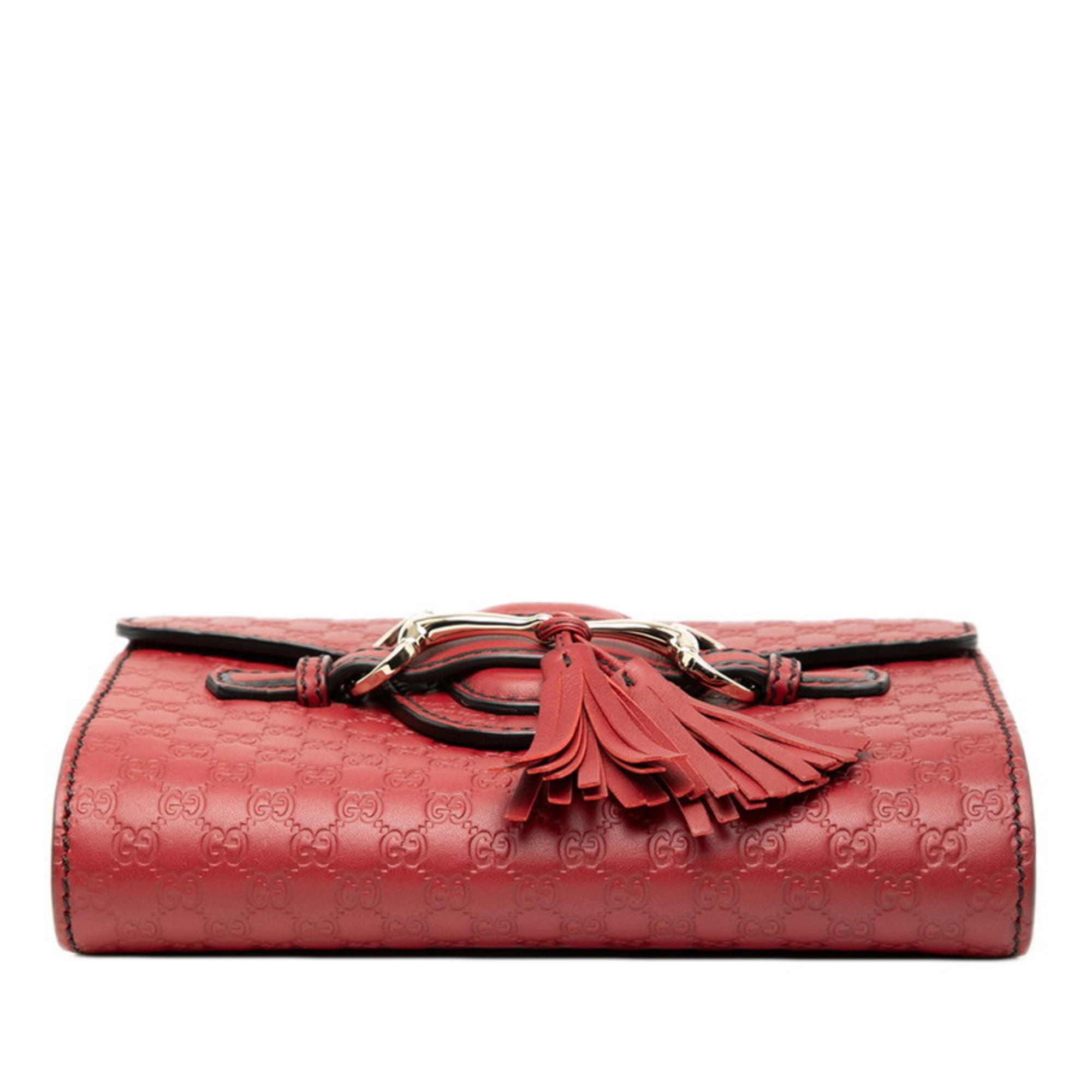 Gucci Red Color Leather Shoulder Bag (Pre-Owned)