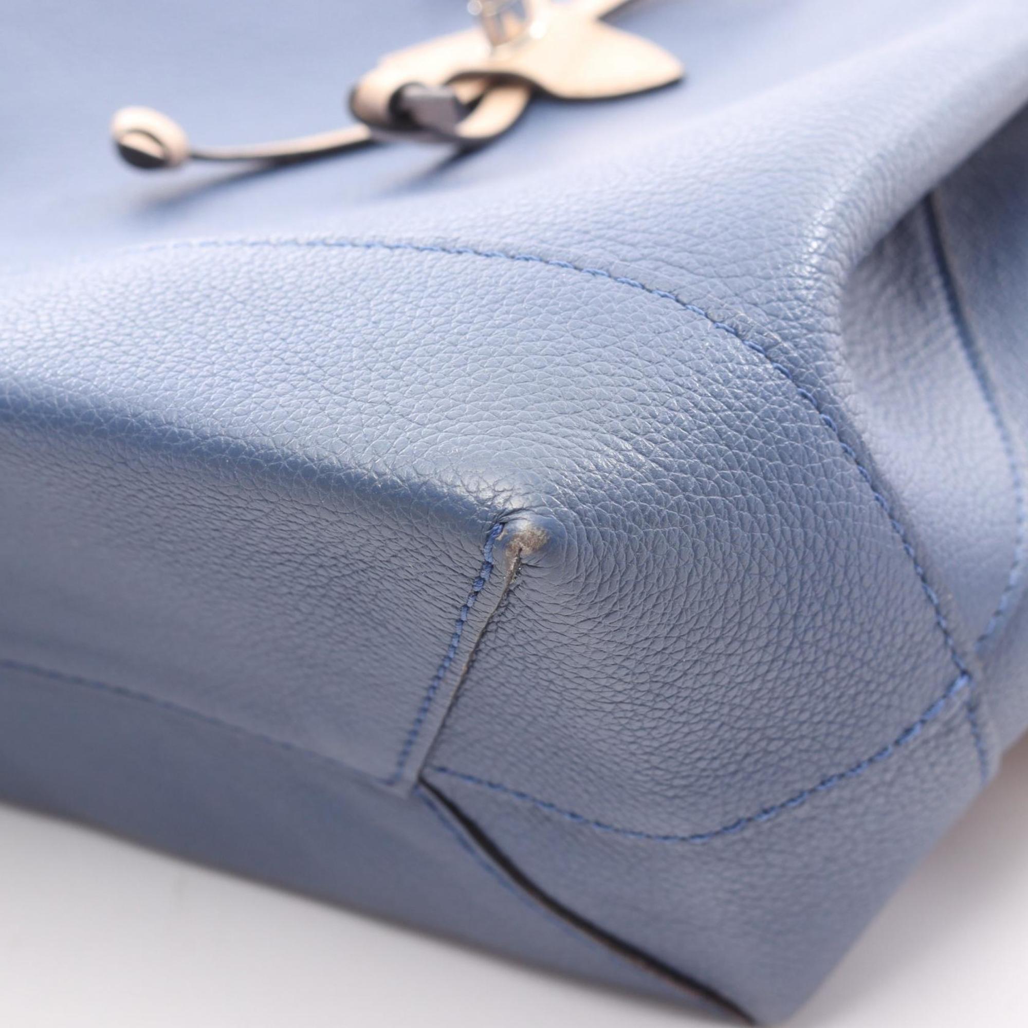Louis Vuitton Beige Blue Leather Backpack (Pre-Owned)