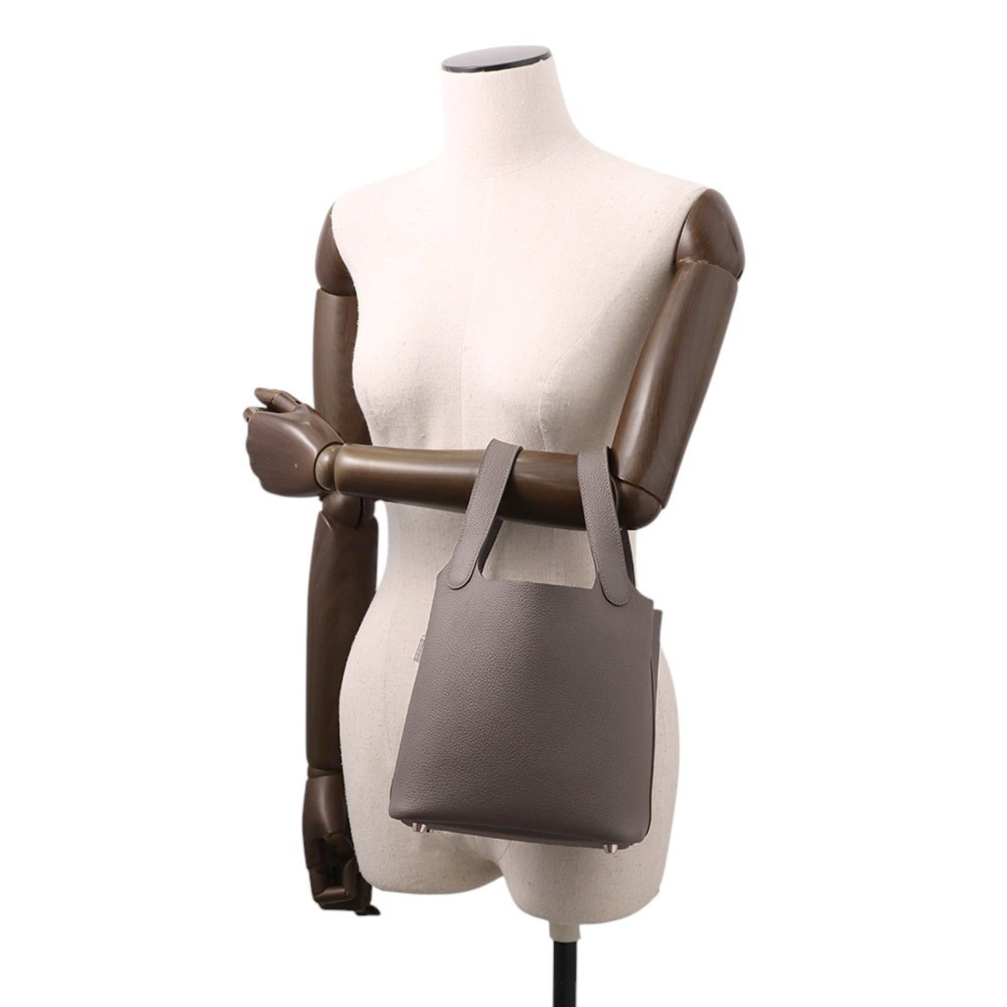 Hermes Picotin Etain Taurillon Clemence Leather Handbag (Pre-Owned)