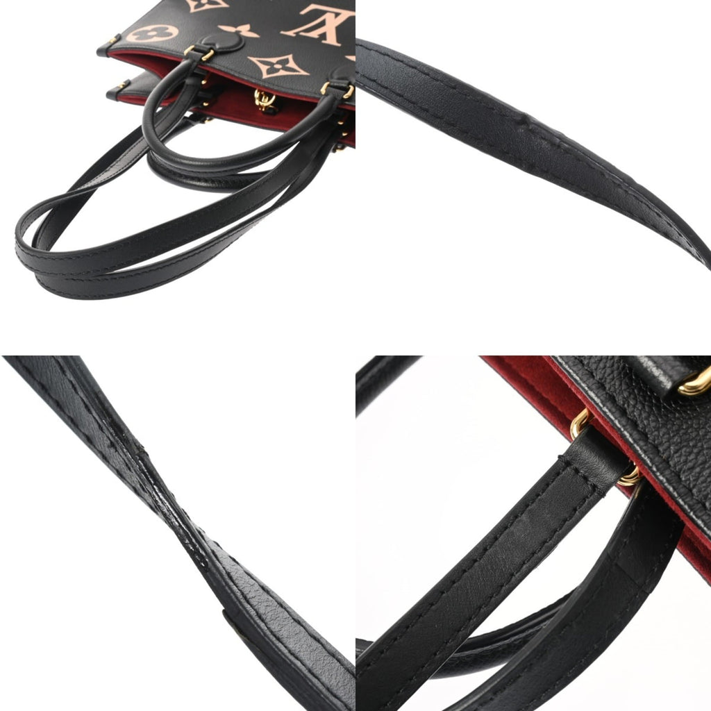 Louis Vuitton Beige Black Leather Handbag (Pre-Owned)