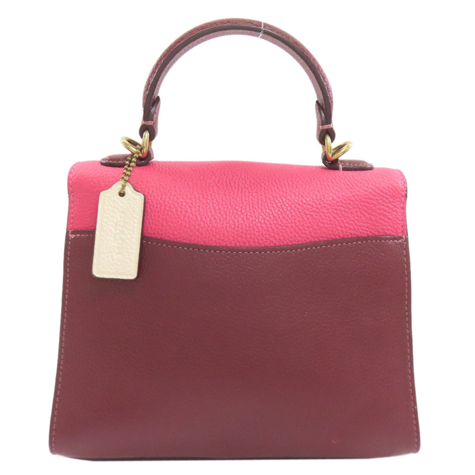 Coach Pink White Leather Handbag (Pre-Owned)