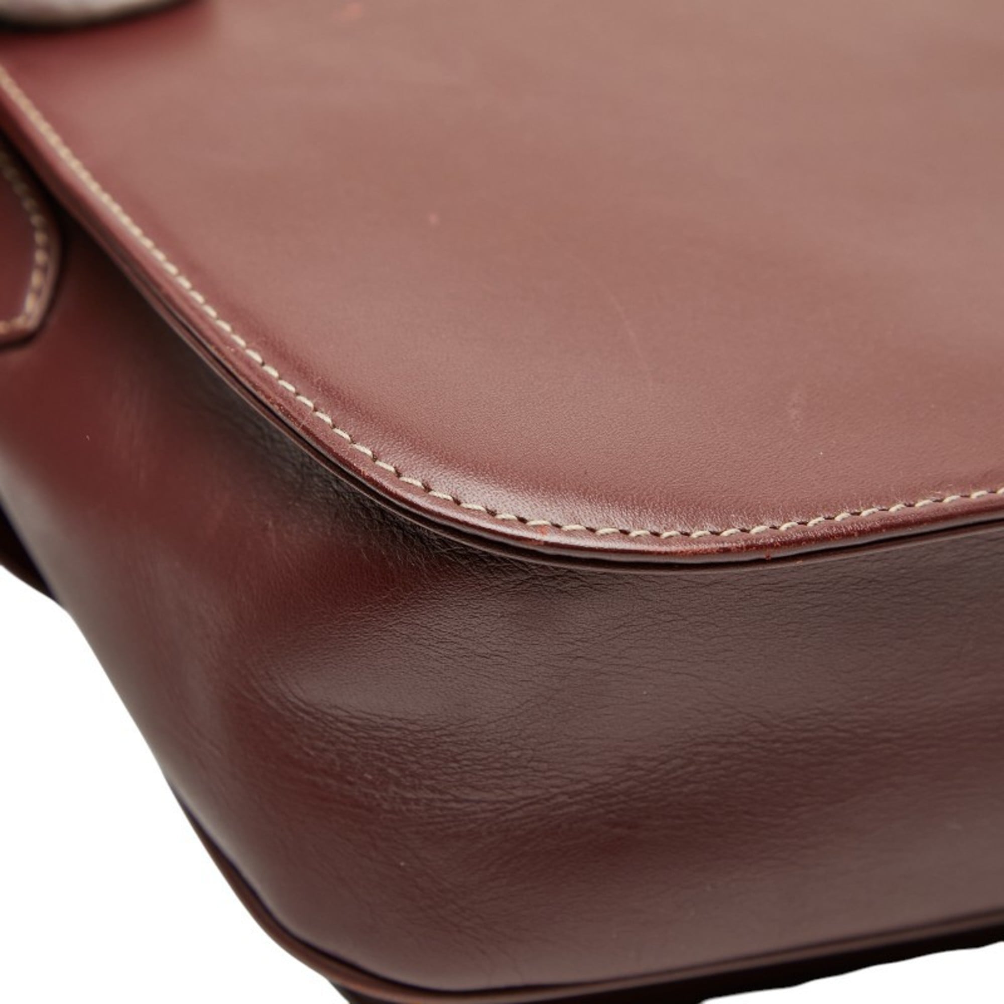 Cartier Bordeaux Wine Red Leather Shoulder Bag (Pre-Owned)