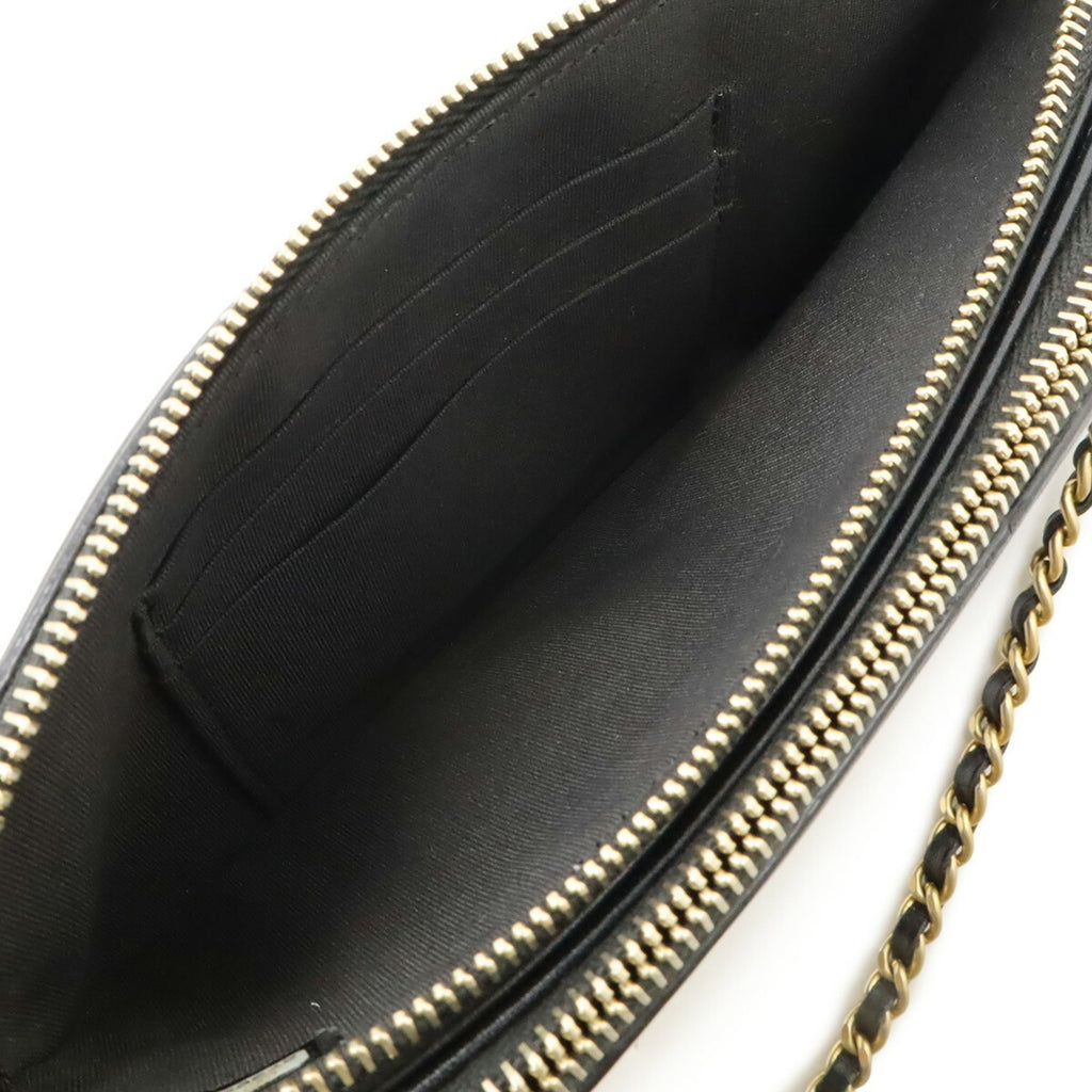 Chanel Black Grained Calfskin Pochette Shoulder Bag (Pre-Owned)