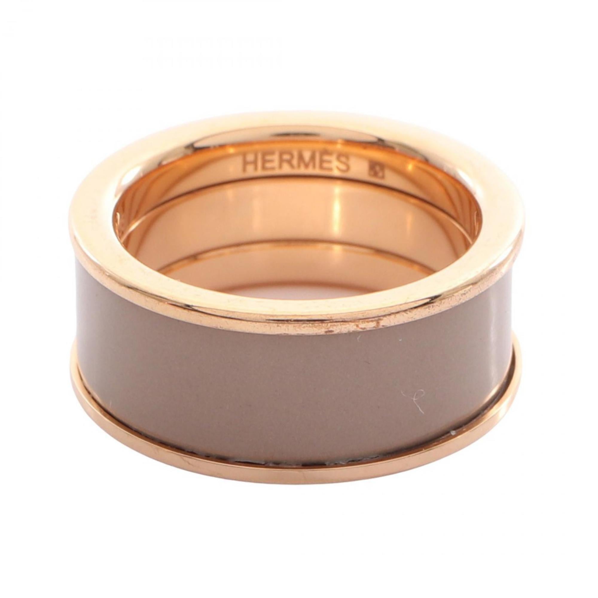 Hermes Gold Beige Gold Plating Band Ring (Pre-Owned)