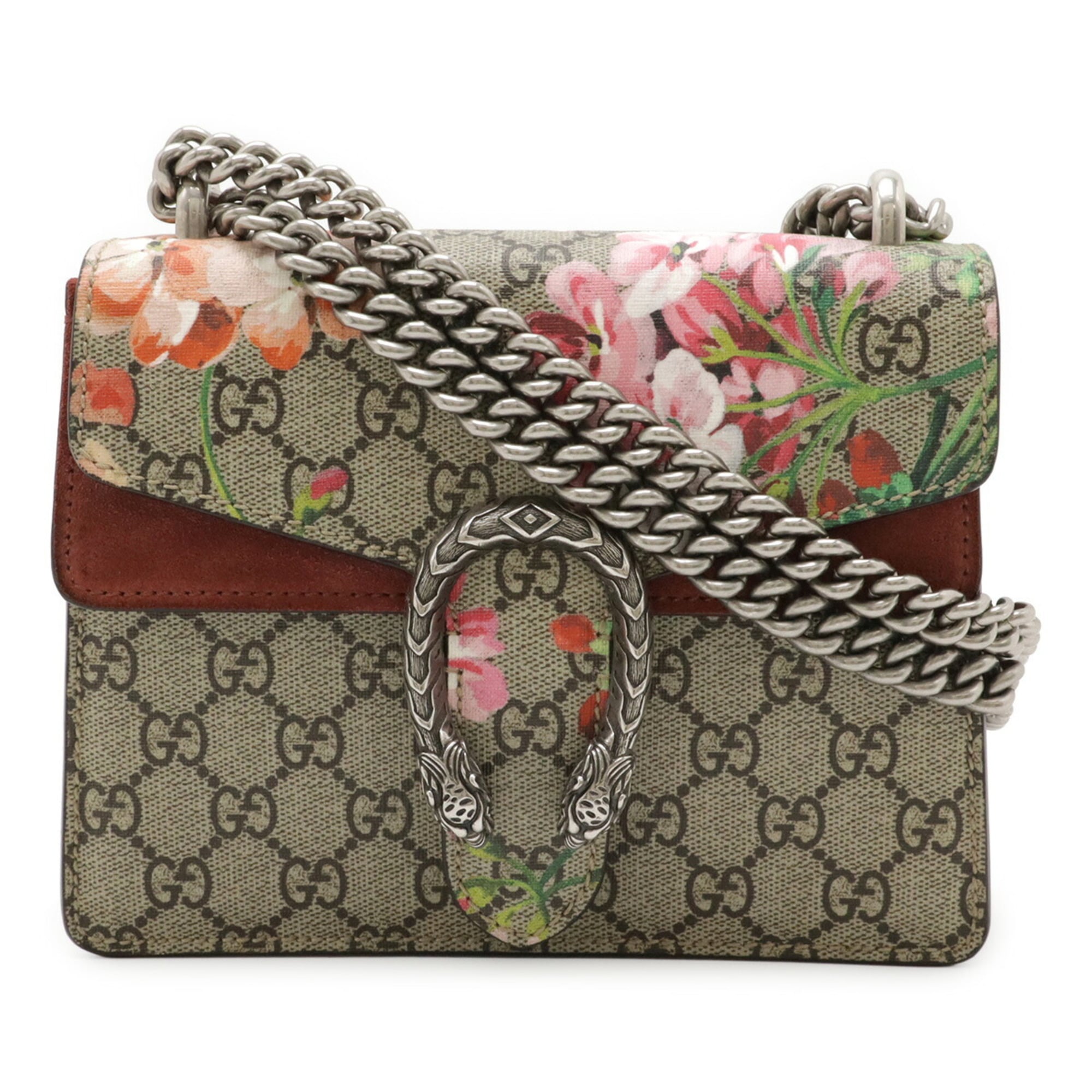 Gucci Gg Blooms Beige Pink Multi-Color Coated Canvas Shoulder Bag (Pre-Owned)