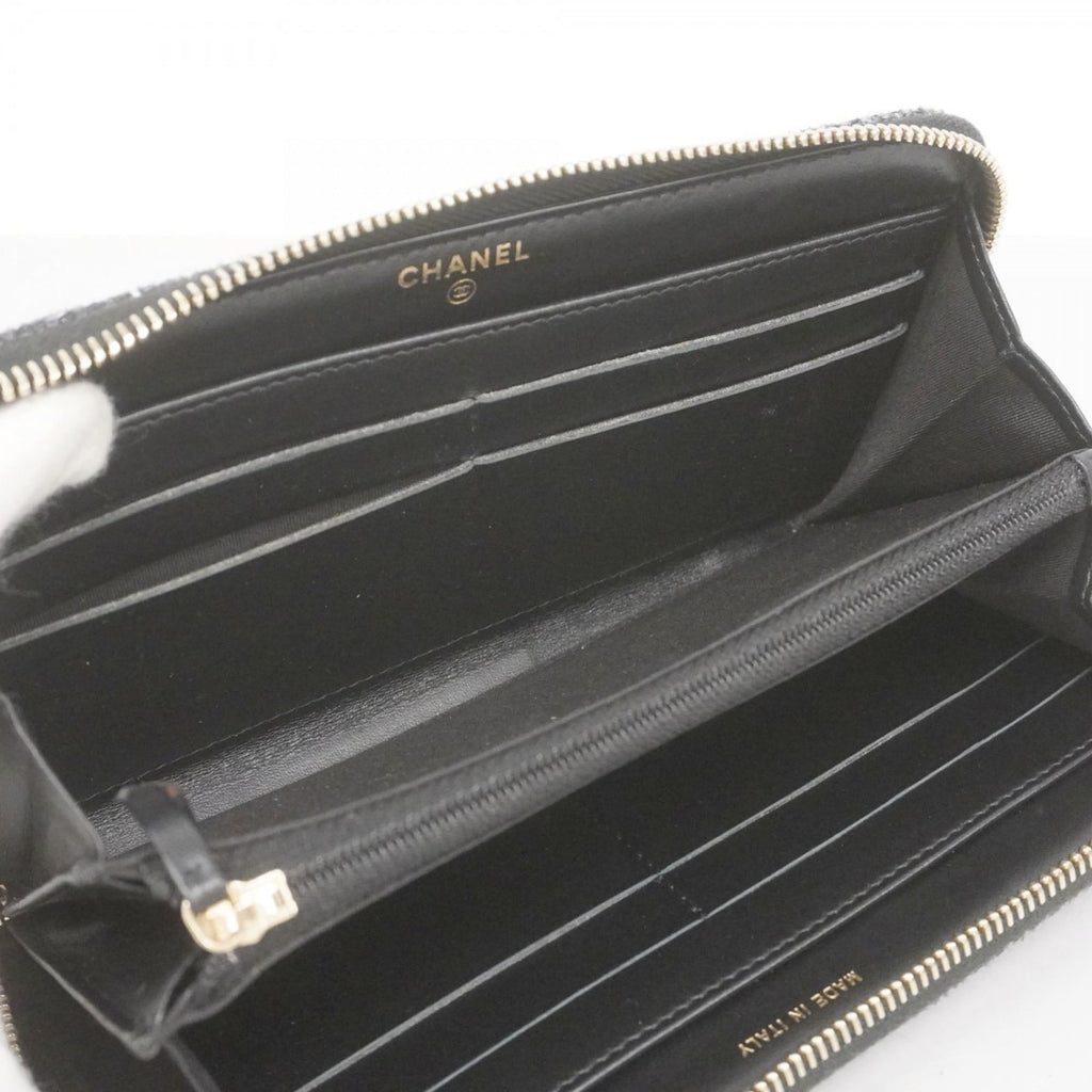 Chanel Navy Fabric Long Wallet (Bi-Fold) (Pre-Owned)