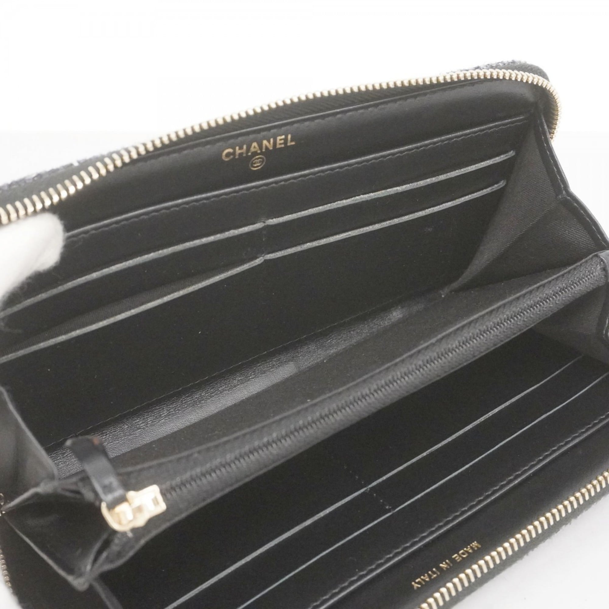 Chanel Navy Fabric Long Wallet (Bi-Fold) (Pre-Owned)