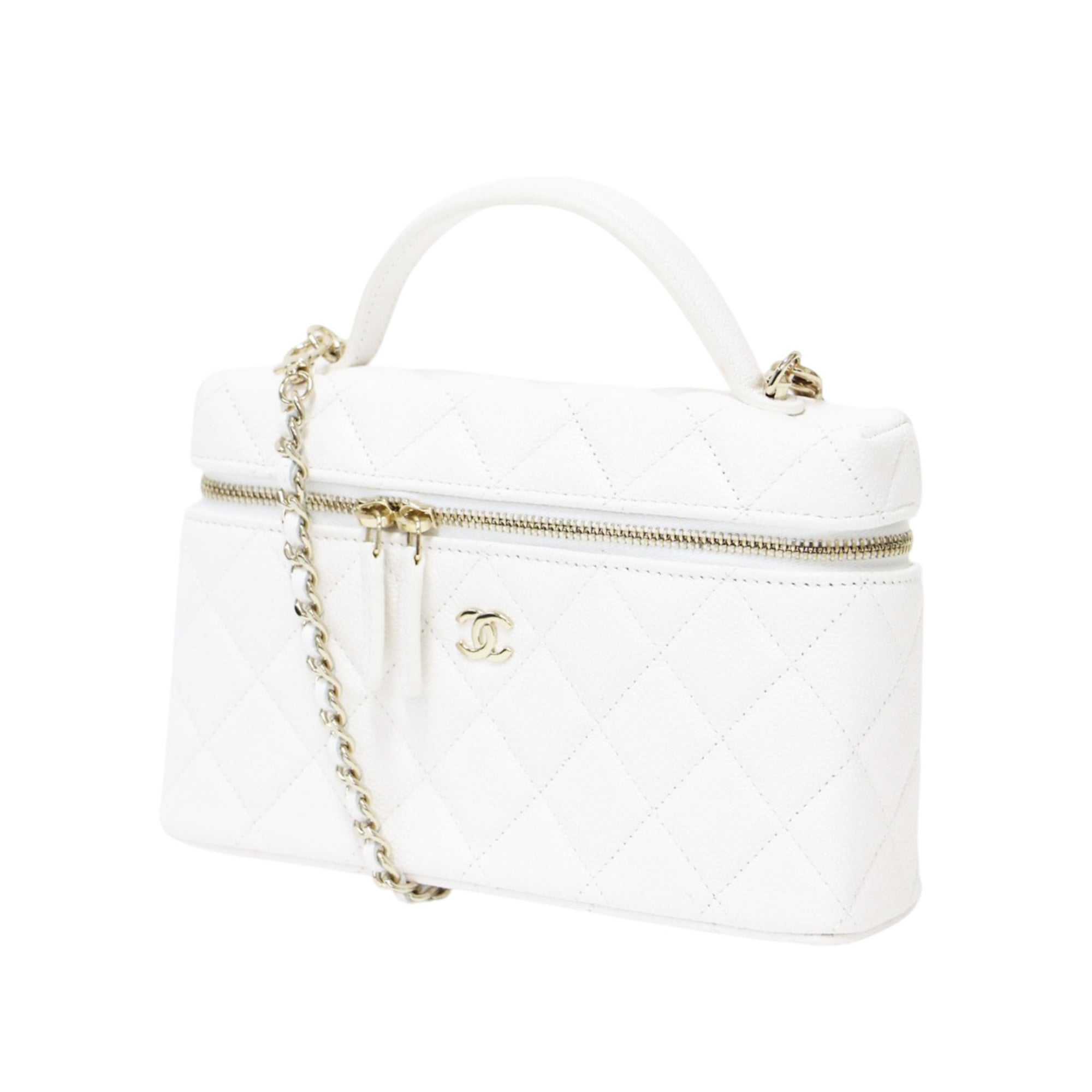 Chanel White Grained Calfskin Handbag Shoulder Bag (Pre-Owned)