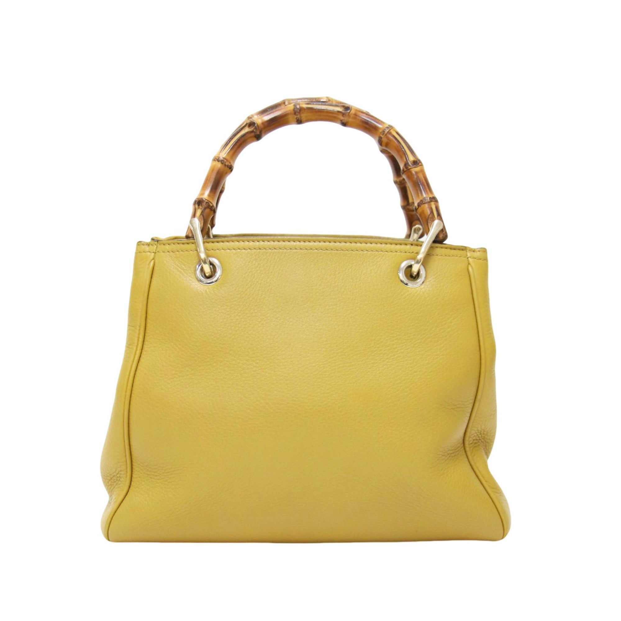 Gucci Mustard Leather Canvas Handbag Shoulder Bag (Pre-Owned)