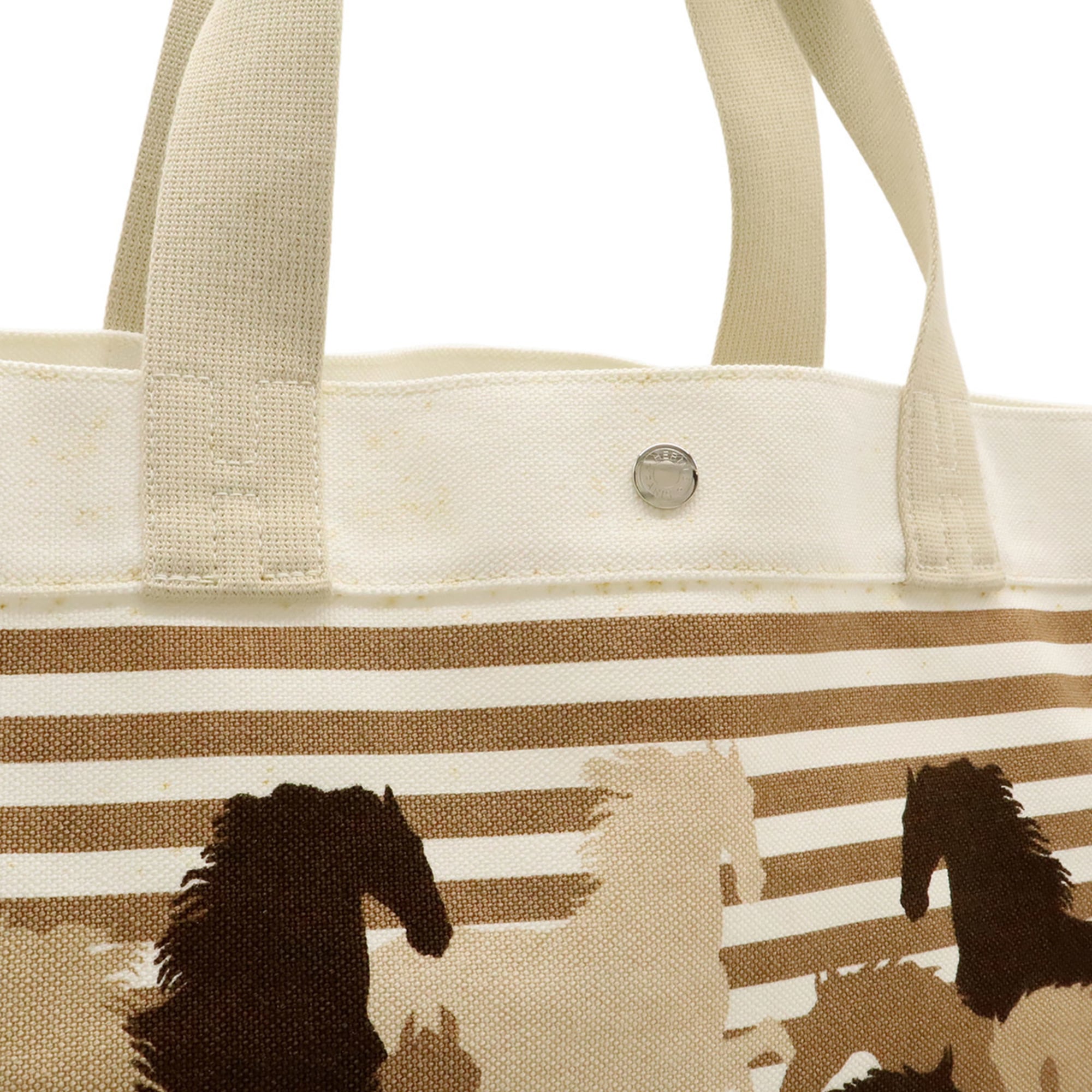 Hermes Ecru Canvas Beach Bag Shoulder Bag Tote Bag (Pre-Owned)