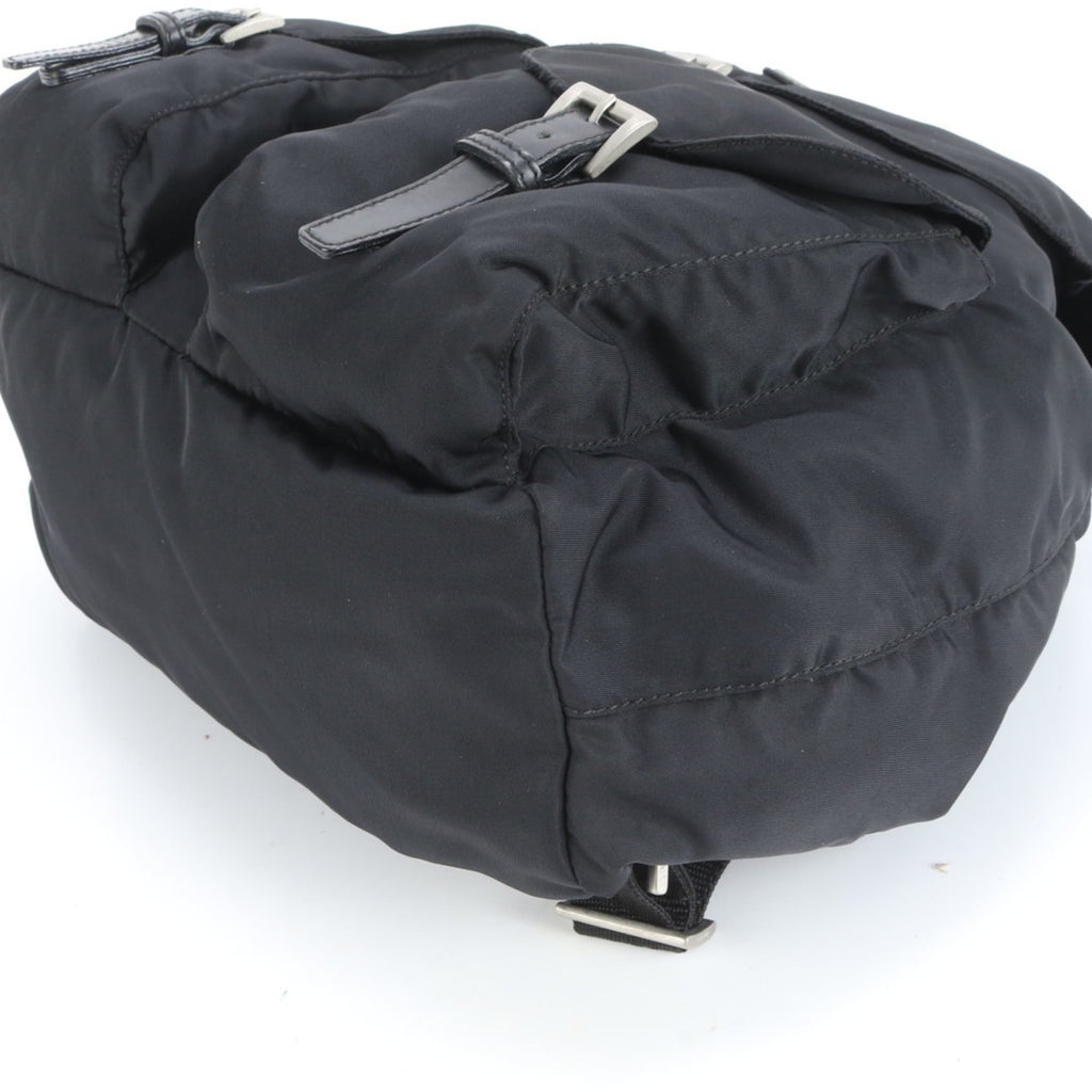 Prada Black Leather Nylon Backpack Shoulder Bag (Pre-Owned)