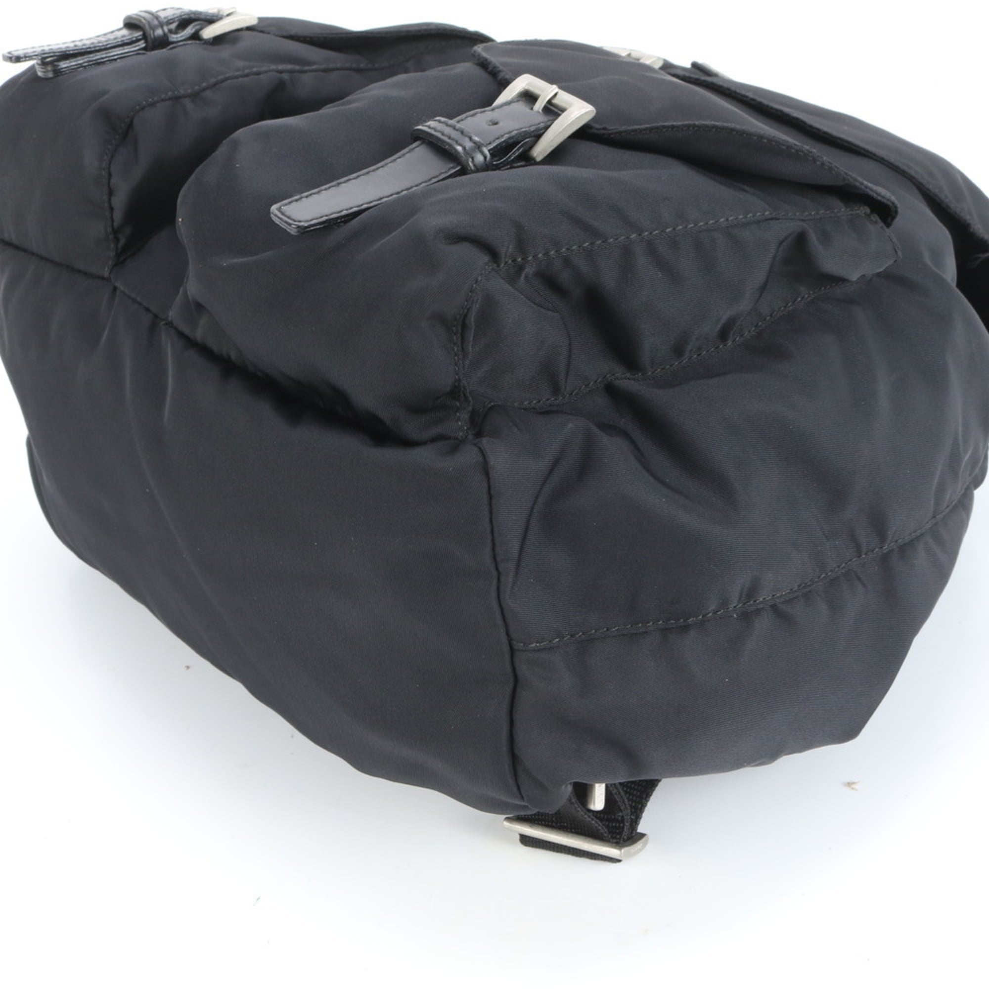 Prada Black Leather Nylon Backpack Shoulder Bag (Pre-Owned)