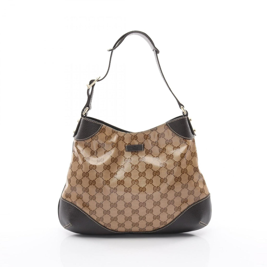 Gucci Beige Brown Coated Canvas Pvc Leather Shoulder Bag (Pre-Owned)